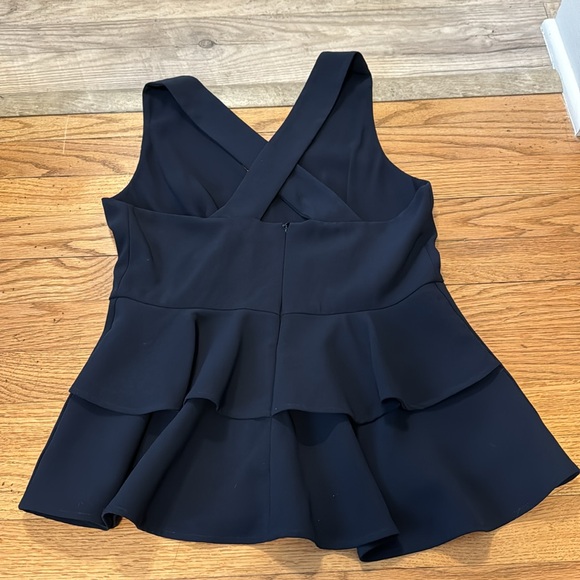 Ann Taylor navy peplum tank with zipper back - Picture 2 of 5